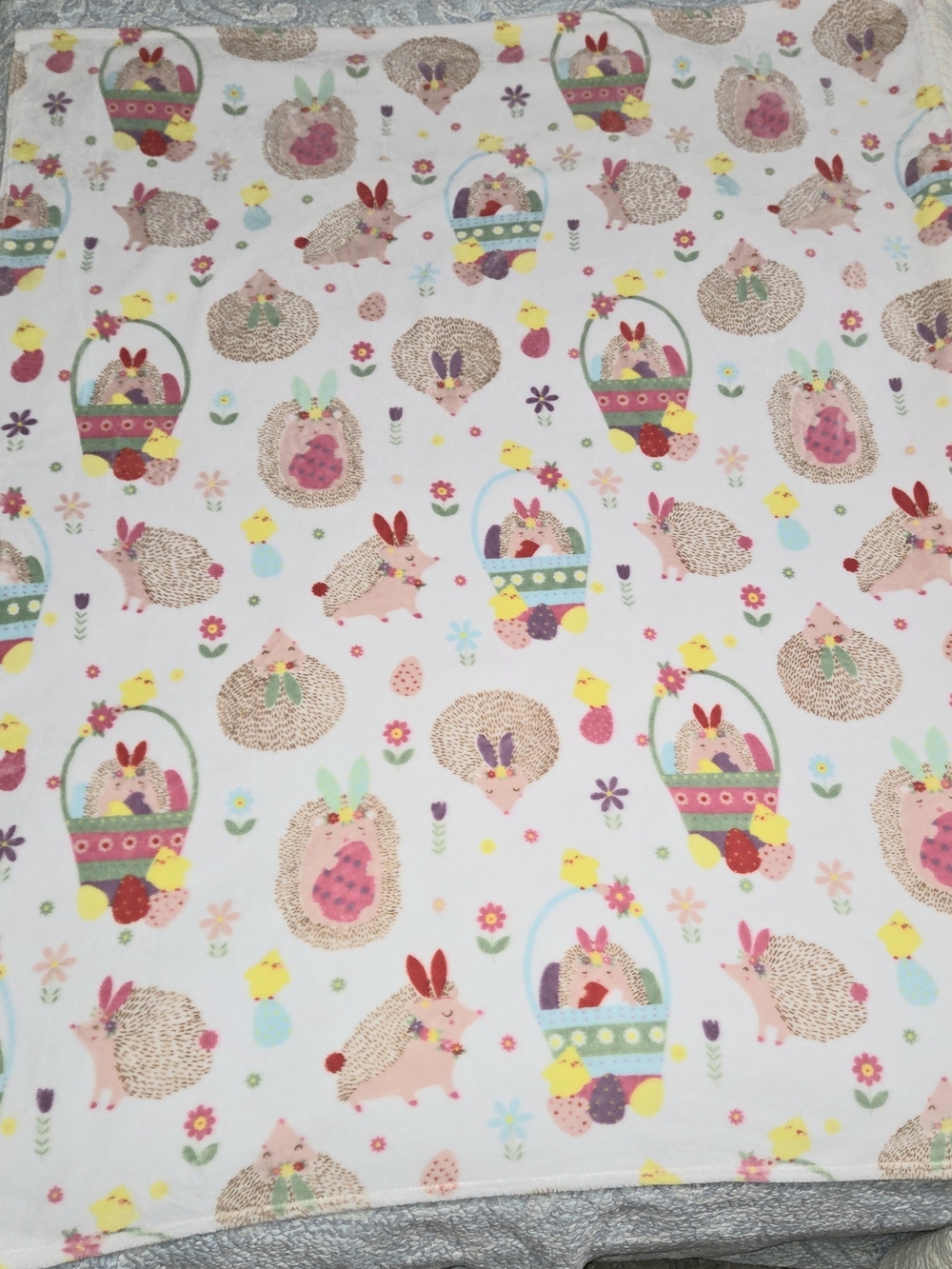Martha Stewart Kids Blanket w/ Bunnies, Chicks, and Eggs, Pastel Colors 48"×62"